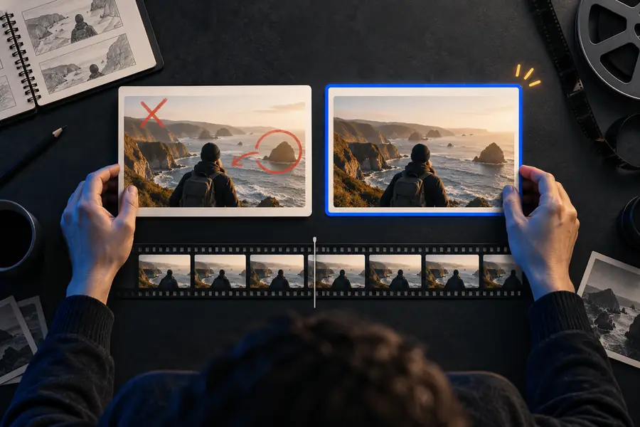 Illustrative visual representing an editor comparison during project work