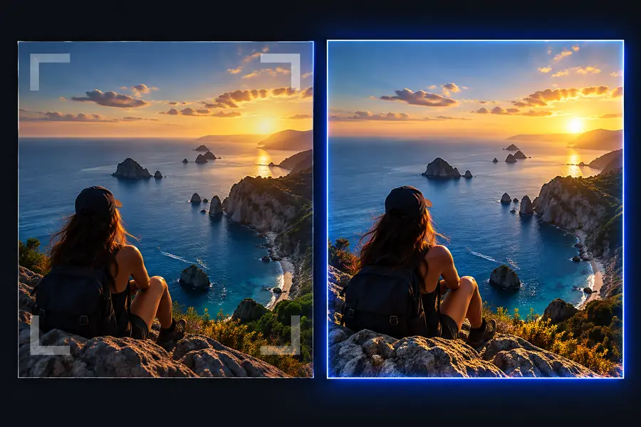 Illustrative visual representing a comparison focused on the finished video
