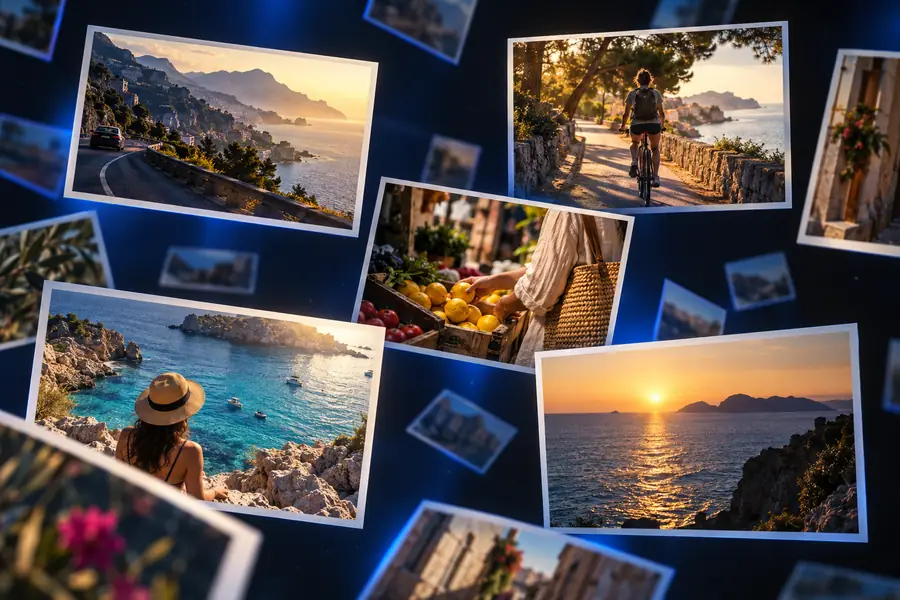 Illustrative view representing photos before they are arranged into a video